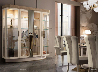 Showcase luxury display cases glass cabinet modern beige shelf sideboard new